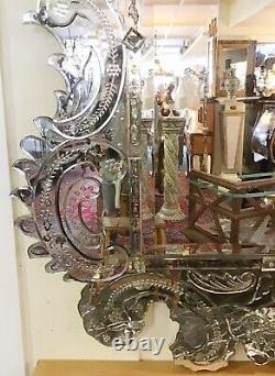 Monumental Museum Quality Venetian Hand Cut Beveled Glass Mirror Circa 1900