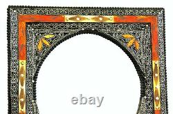 Moroccan Wall Mirror Large Authentic Home Decor Handmade Silver Orange Red Blue