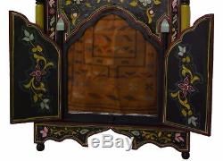 Moroccan Wall Mirror withDoors Hand Painted Arabesque Handmade Decor Large Black