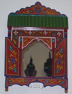 Moroccan Wall Mirror withDoors Hand Painted Arabesque Handmade Decor Large Red
