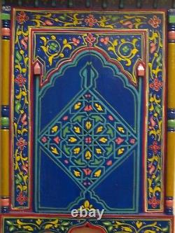 Moroccan Wall Mirror withDoors Hand Painted Arabesque Handmade Decor XL Blue