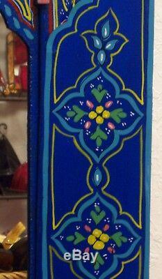 Moroccan Wall Mirror withDoors Hand Painted Arabesque Handmade Home Decor XL Blue