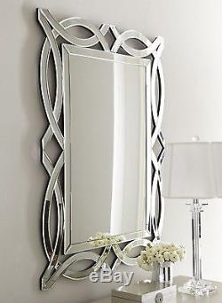 NEW Horchow 42 Large French Modern Venetian Geometric Wall Vanity Buffet Mirror