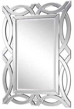 NEW Horchow 42 Large French Modern Venetian Geometric Wall Vanity Buffet Mirror