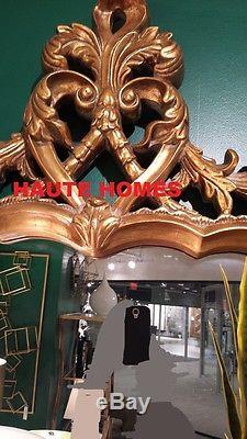 NEW Horchow LARGE 48 VICTORIAN FLORAL Scroll ORNATE Wall VANITY Mirror Gold