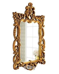 NEW Horchow LARGE 48 Victorian FLORAL Scroll Ornate Wall VANITY Mirror Gold