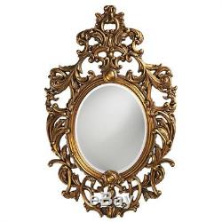 NEW Horchow LARGE 50 OVAL VICTORIAN Scroll ORNATE Wall VANITY Mirror GOLD