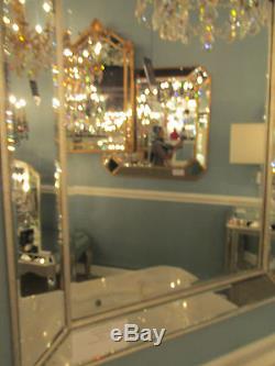 NEW STUNNING LARGE 42H ARCH VENETIAN SILVER MODERN BEVELED Wall Vanity Mirror