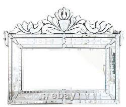 NEW Stunning LARGE French VENETIAN Mirror Wall Buffet Engraved Crown