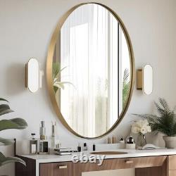 NEW West Elm XL Large Gold Framed Oval Vanity Wall Hanging Mirror 22 x 30