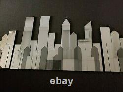 NEW YORK MANHATTAN Skyline 3-pc Frameless Large WALL MIRROR Twin Towers 41 x 60