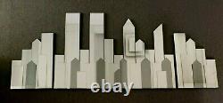 NEW YORK MANHATTAN Skyline 3-pc Frameless Large WALL MIRROR Twin Towers 41 x 60