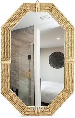 Nagina International Large Nautical Roped Jute Wall Mirror for Bathroom Decor