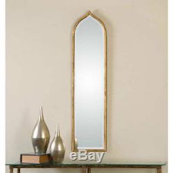 Narrow Arch Gold Leaf Beveled Wall Mirror Large 50