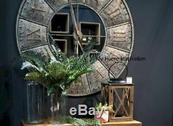 New Stunning Extra Large Hammered Industrial Mirrored Wall Clock Copper Detail