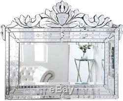 New Stunning Large Ornate Bevel Etch Venetian Engrave Buffet Wall Mirror 59w