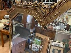 OUTSTADING LARGE ANTIQUE Ornate French Gold Guilt Carved Wood Wall Mirror