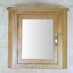Oak Furniture Wall Mounted Mirrored Bathroom Unit Corner Storage Cabinet