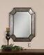 Octagonal Silver Bronze Vanity Wall Mirror Distressed Hammered Aluminum Large 32