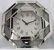 Octagonal Wall Clock Diamond Crush Sparkly Silver Mirrored Large