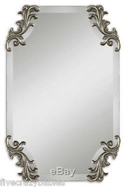 Ornate Large Frameless VICTORIAN Wall Mirror Vanity Silver NEIMAN MARCUS Antique