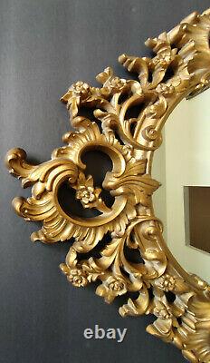 Ornate Large MCM Syroco Homco Gold Scroll Wall Mirror Hollywood Regency