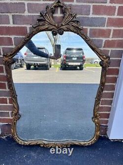 Ornate Vintage Hand Carved Gothic Large Heavy Wooden Wall Mirror