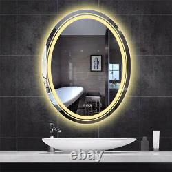 Oval LED Bathroom Mirror Antifog Wall Vanity Illuminated Mirror Dimmable Touch