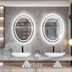 Oval LED Bathroom Mirror Antifog Wall Vanity Illuminated Mirror Dimmable Touch