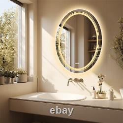 Oval LED Bathroom Mirror Antifog Wall Vanity Illuminated Mirror Dimmable Touch