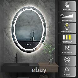 Oval LED Bathroom Mirror Antifog Wall Vanity Illuminated Mirror Dimmable Touch