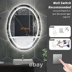 Oval LED Bathroom Mirror Antifog Wall Vanity Illuminated Mirror Dimmable Touch