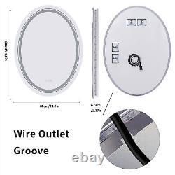 Oval LED Bathroom Mirror Antifog Wall Vanity Illuminated Mirror Dimmable Touch