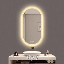 Oval LED Illuminated Bathroom Mirror Hd Vanity Mirror Memory Stepless Dimmable
