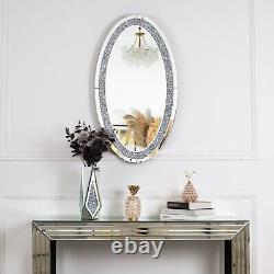 Oval Wall Mirror Decorative, Diamond Large Mirrors for Wall Decor 36 L x 23 W