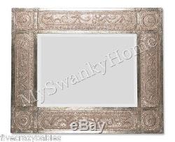 Oversize 60 ANTIQUE Embossed METAL Extra Large Wall Mirror Leaner Neiman Marcus