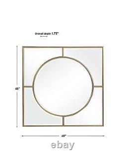 Oversize Large Circle in Square Wall Mirror Gold Bulls Eye Classic Minimalist