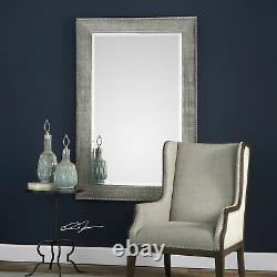 Oversize Modern Silver 59 Wall Mirror Textured Metallic Extra Large
