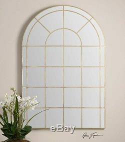 Oversized 72 Arched Window Pane Wall Floor Mirror Antique Gold Hand Forged XL