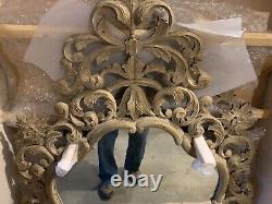 Pair Rococo Style Wall Mirrors-Gold Highlights, Distressed
