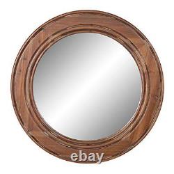 Patton Wall Decor Reclaimed Wood Large Round Wall Accent Mirror