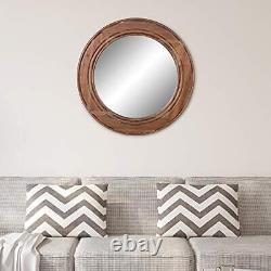 Patton Wall Decor Reclaimed Wood Large Round Wall Accent Mirror