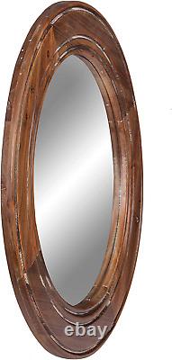 Patton Wall Decor Reclaimed Wood Large round Wall Accent Mirror