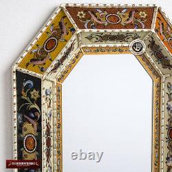 Peru Handpainted Glass Wood Decorative Wall Mirror Arts Crafts Large Mirror