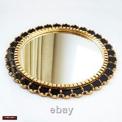 Peruvian Accent Black Large Wall Round Mirror 23.6 for Bathroom decoration