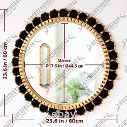 Peruvian Accent Black Large Wall Round Mirror 23.6 for Bathroom decoration