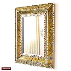 Peruvian Hand-Painted glass Rectangle Mirror wall art decor, Green Large Mirror