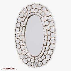 Peruvian Large Wall Oval Mirror for living room Silver leaf Wood Wall Mirrors