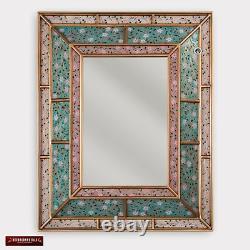 Peruvian Wall Accent Mirror, Turquoise mirror wall decor, Large Vanity Mirrors