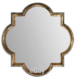 Quatrefoil Hammered Metal Copper Gold Wall Mirror Large 40 Boho Chic Horchow